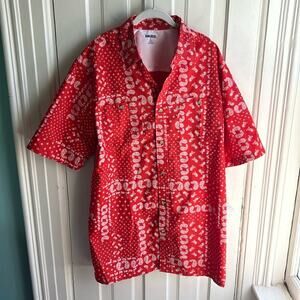 KingSize Red Short Sleeve Button Up Short